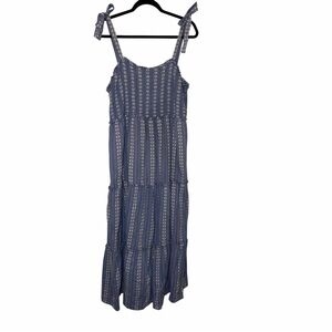Draper James Blue Printed Tie-Shoulder Maxi Dress